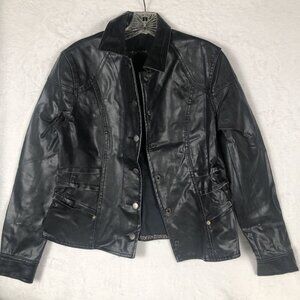 Biker Jacket  Woman's Black Casual Fitted Trendy Stylish Coat Size Adult Small